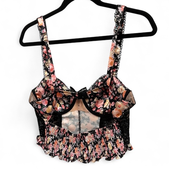 For Love and Lemons gardenia bustier longline ruched bra top size XL - Picture 4 of 16